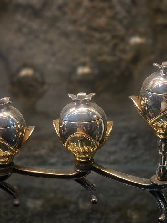 Sterling Silver Pomegranate Hanukkah Menorah in Motion – Sacred Judaica by Yossi Sagi