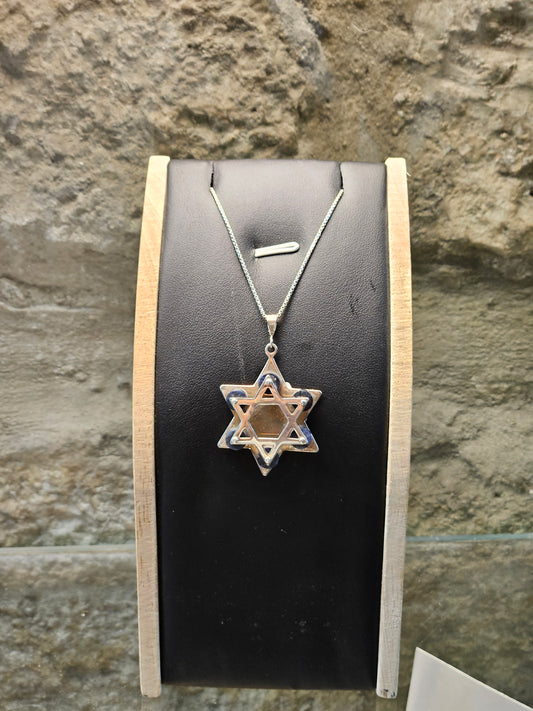Floating Double Star of David Pendant – Spiritual Sterling Silver Jewelry by Yossi Sagi