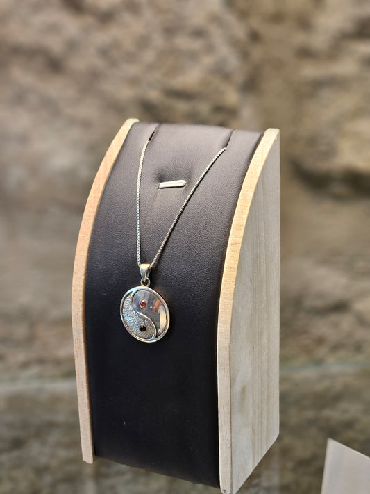 Kabbalah Evil Eye Pendant in Sterling Silver with Lapis & Garnet – by Yossi Sagi