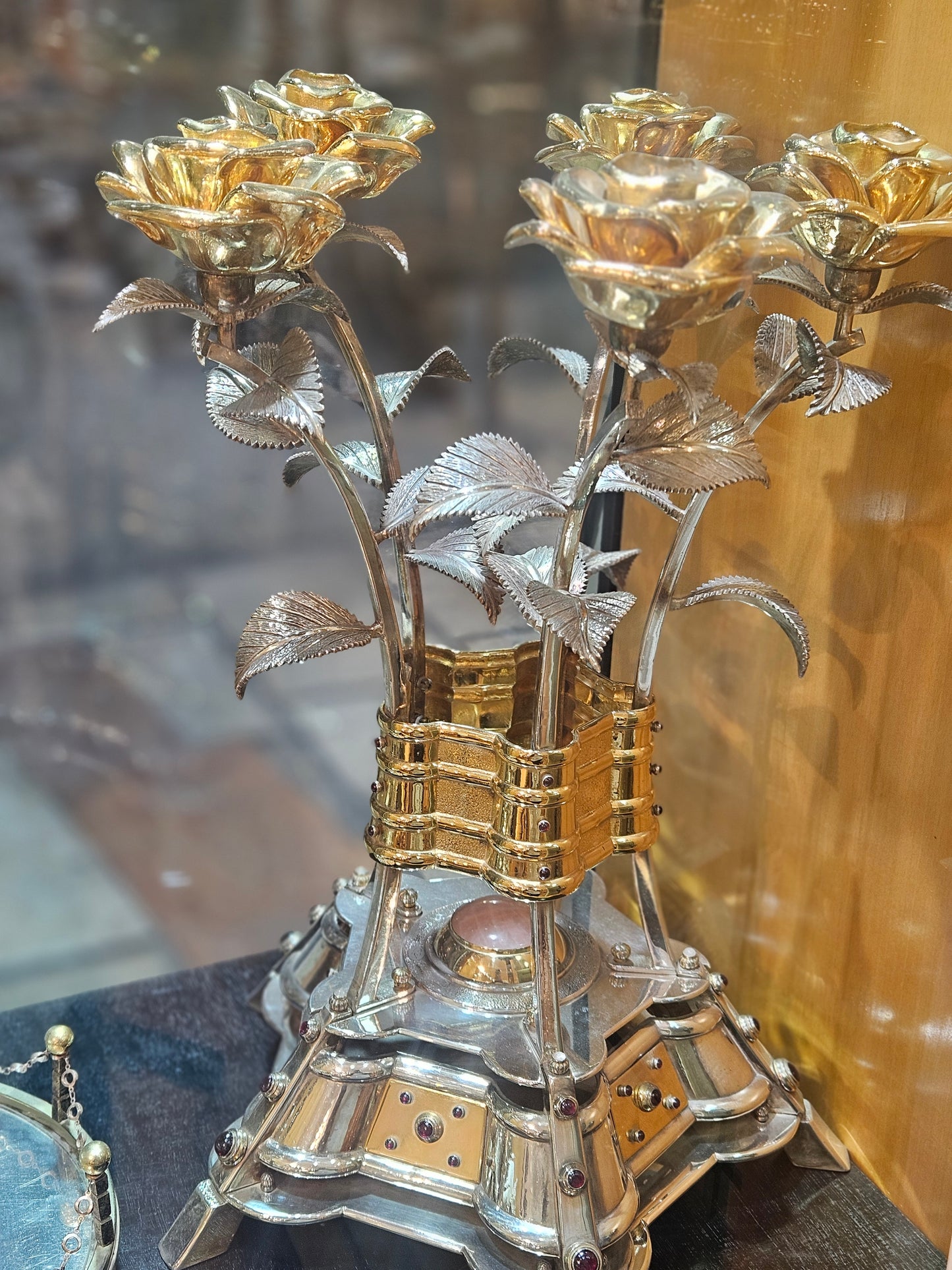 Sterling Silver Rose Candelabra with 5 Branches – Sacred Judaica by Yossi Sagi