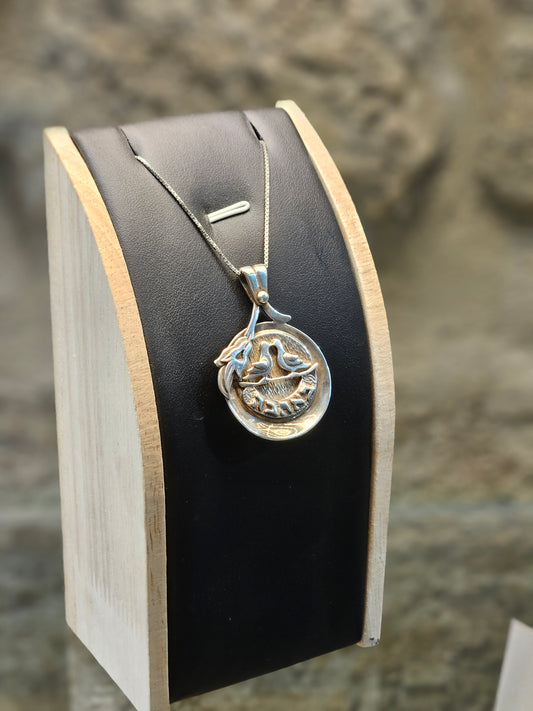 Sterling Silver Love Birds Pendant – Handcrafted by Yossi Sagi