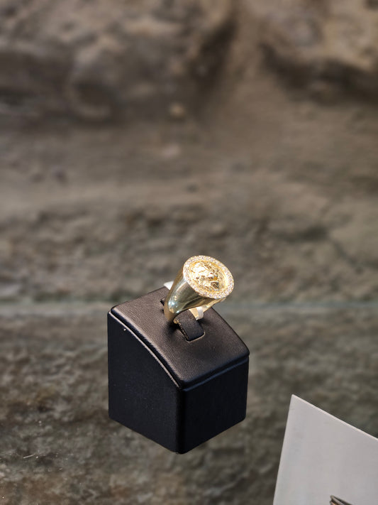 14K Gold Lion Signet Ring with Diamonds – Handcrafted by Yossi Sagi