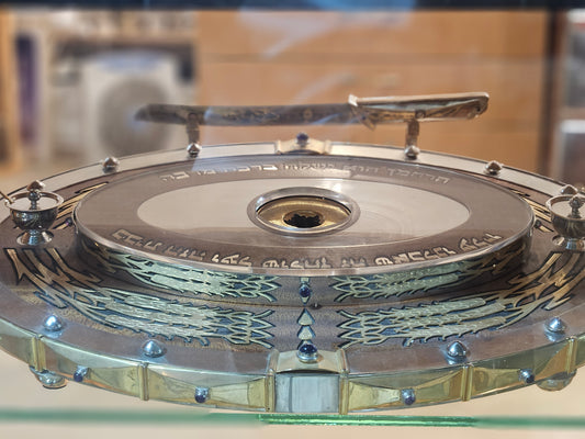 Mahogany & Sterling Silver Challah Tray with Gold-Plated Details – Sacred Judaica by Yossi Sagi