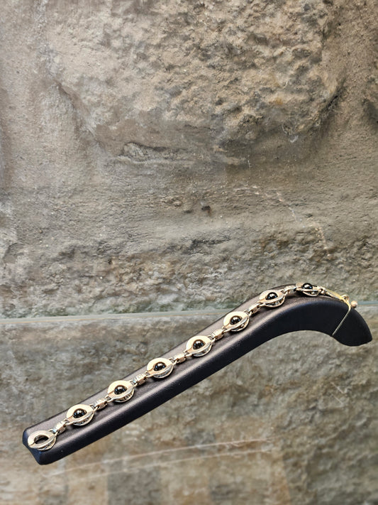 Sterling Silver Link Bracelet with Moving Garnet Stones – Customizable by Yossi Sagi