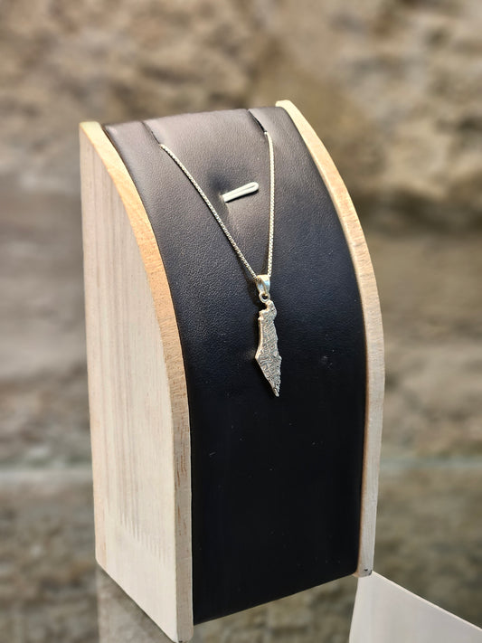 Map of Israel Pendant with Names of the 12 Tribes – Sterling Silver by Yossi Sagi