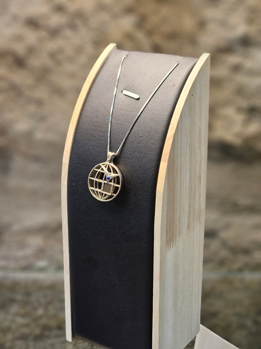 Bird’s-Eye View Earth Pendant in Sterling Silver with Nano Bible – by Yossi Sagi