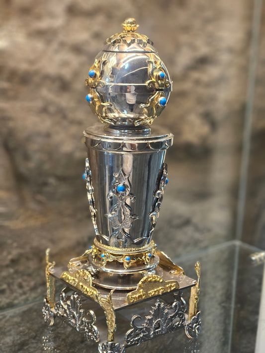 "HaLapid” Sterling Silver Havdalah Set with Gold-Plated Details – Sacred Judaica by Yossi Sagi