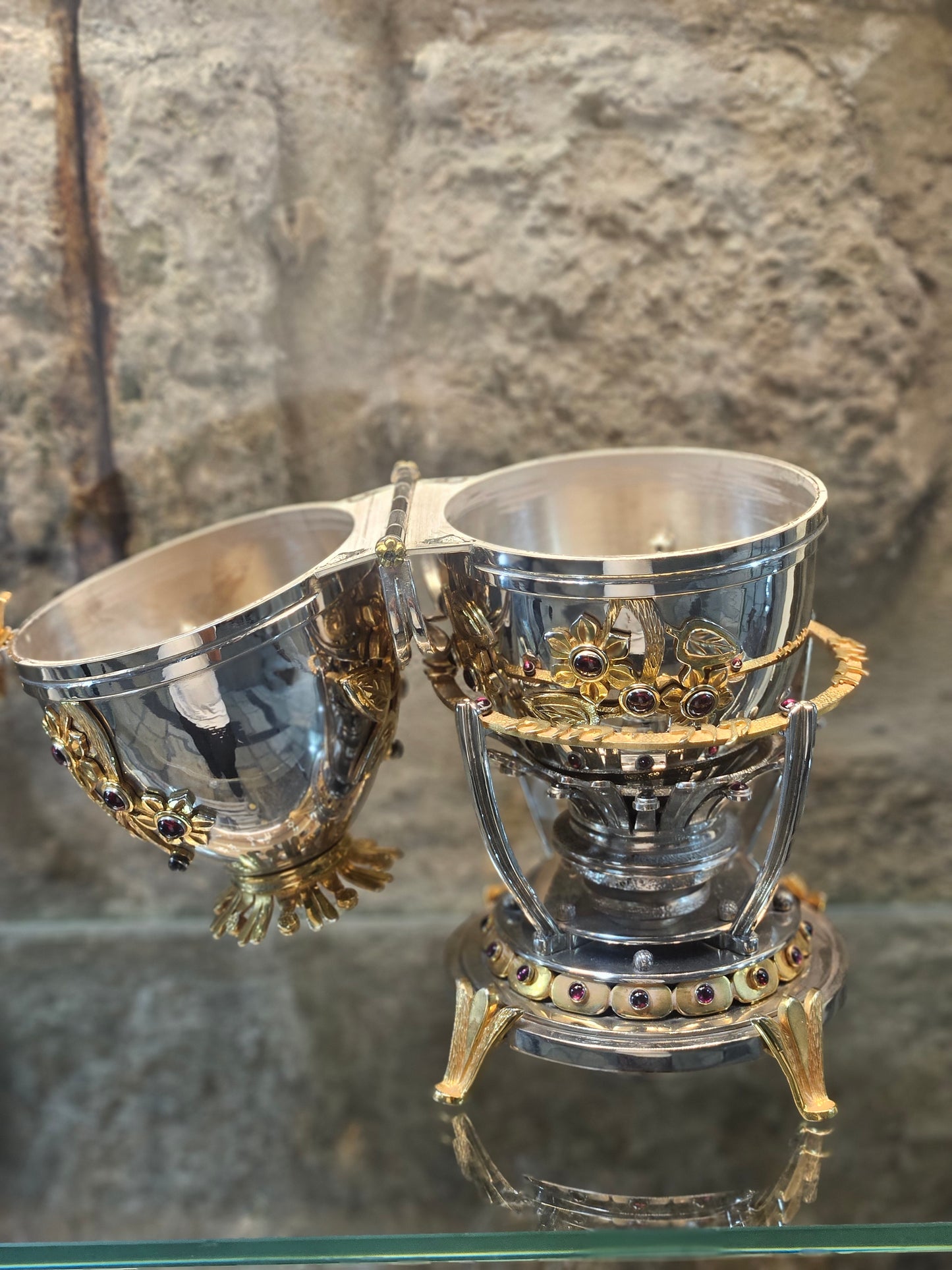 Sterling Silver Crown Etrog Box with Gold-Plated Ornaments – Sacred Judaica for Sukkot by Yossi Sagi