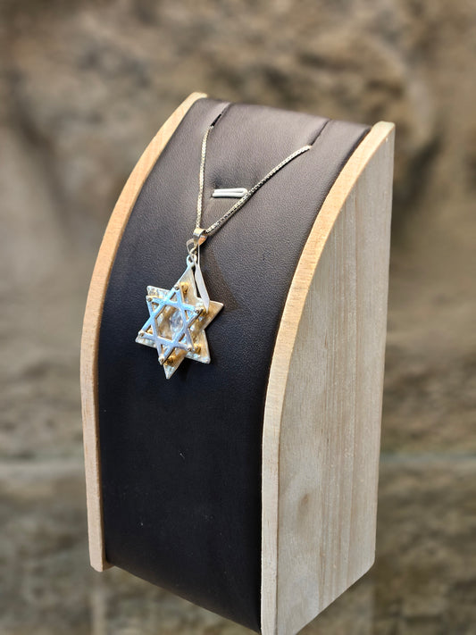 Floating Double Star of David Pendant in Sterling Silver – by Yossi Sagi