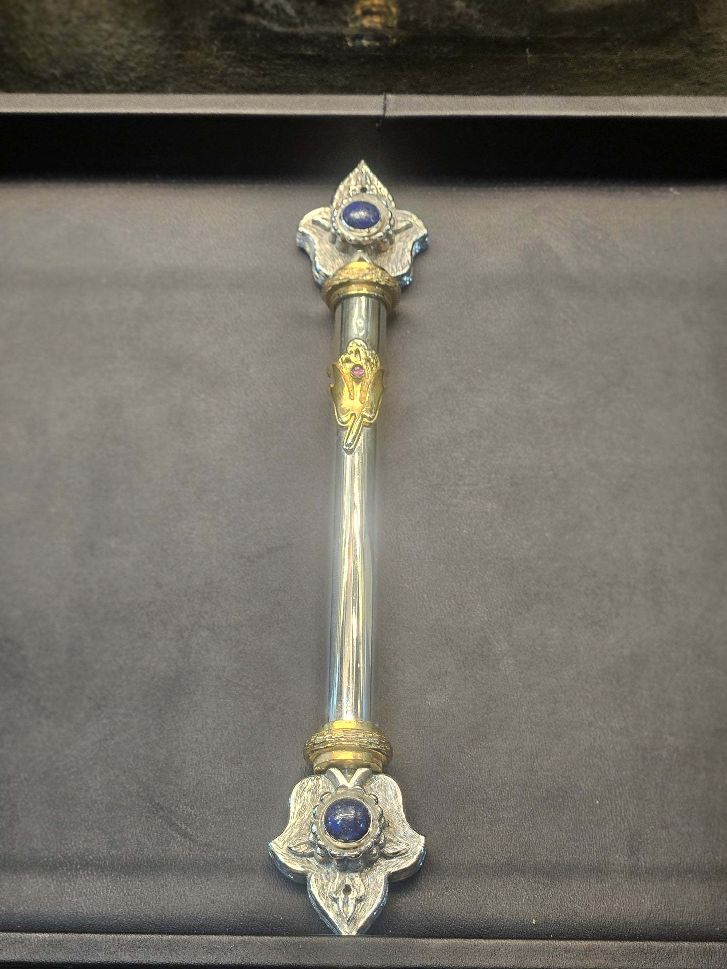 Sterling Silver Tube Mezuzah with Gold-Plated Details – Sacred Judaica by Yossi Sagi