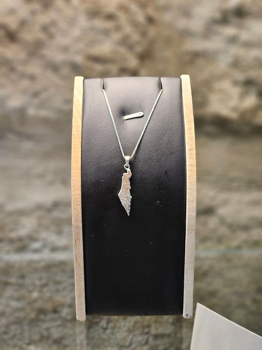 Map of Israel Pendant with Names of the 12 Tribes – Sterling Silver by Yossi Sagi