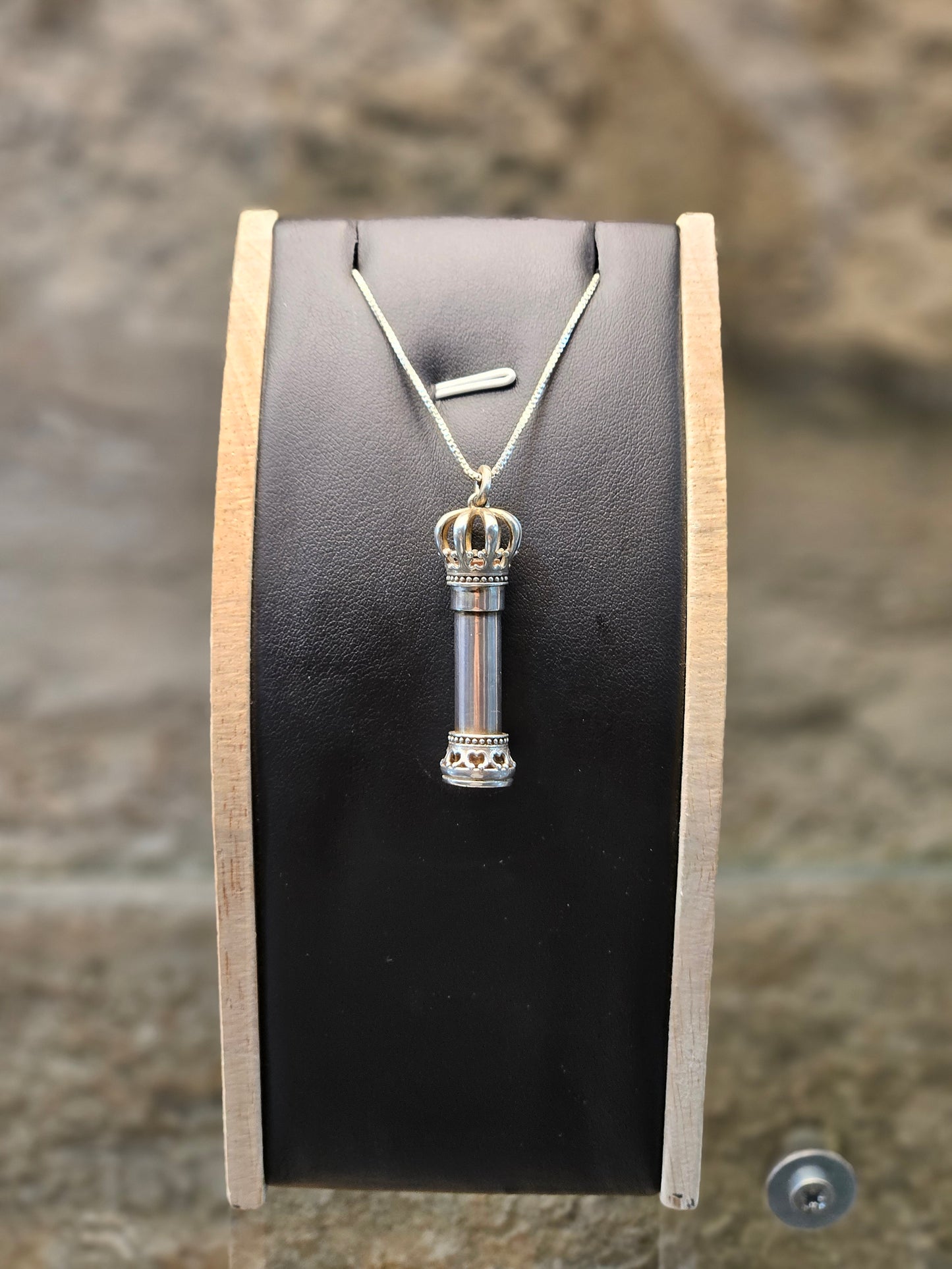 Sterling Silver Crown Pendant (Mini Mezuzah for Blessing & Success) – by Yossi Sagi
