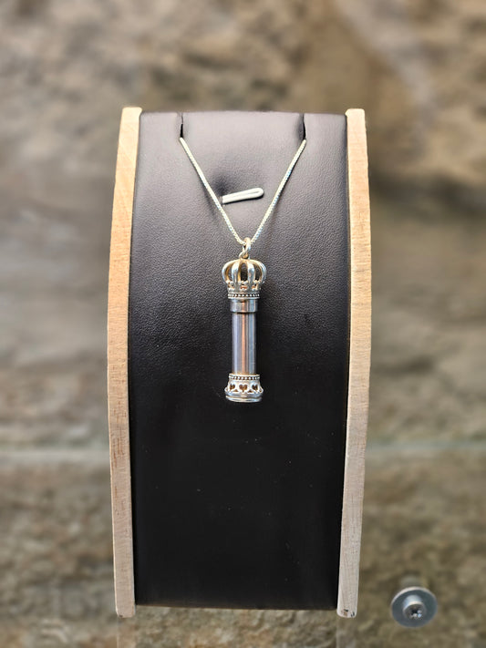 Sterling Silver Crown Pendant (Mini Mezuzah for Blessing & Success) – by Yossi Sagi