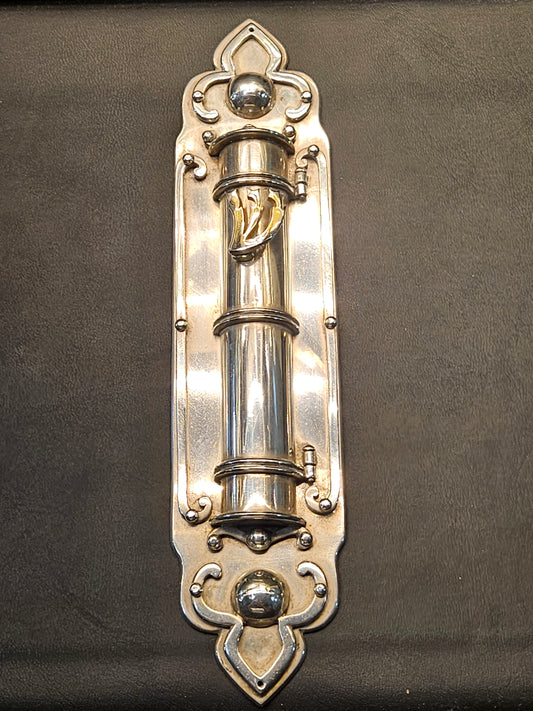 Sterling Silver Opening Door Mezuzah with Gold-Plated Details – Sacred Judaica by Yossi Sagi