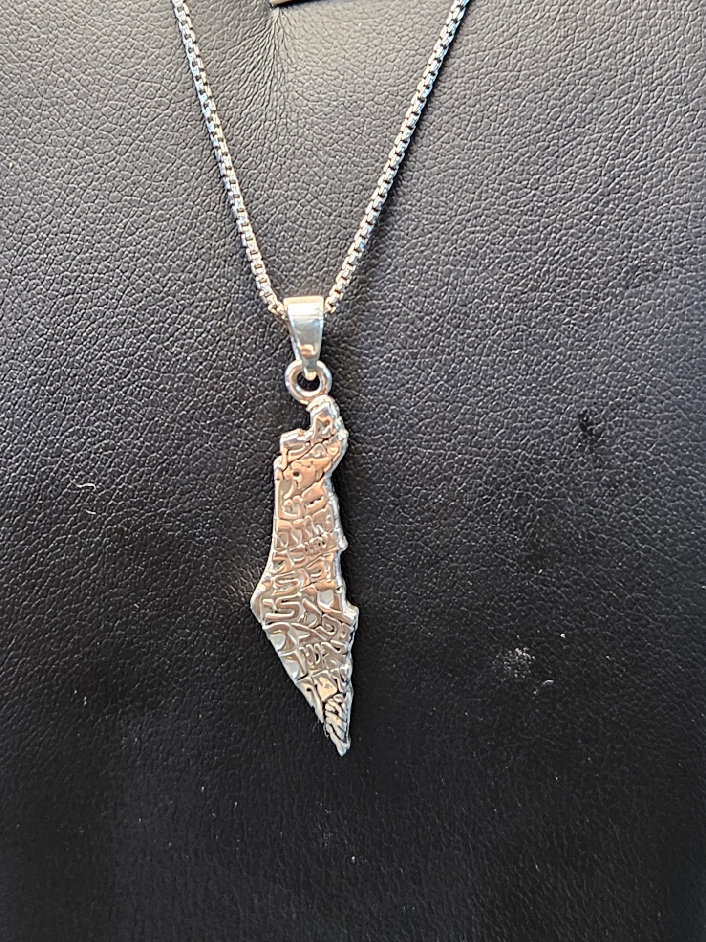 Map of Israel Pendant with Names of the 12 Tribes – Sterling Silver by Yossi Sagi