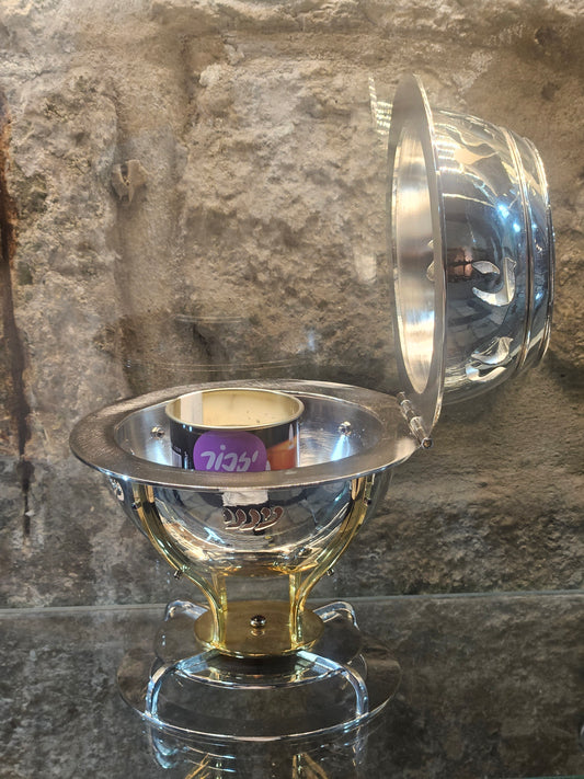 Sterling Silver & Gold Memorial Candle Holder “Mima’amakim Keraticha” – Sacred Judaica by Yossi Sagi