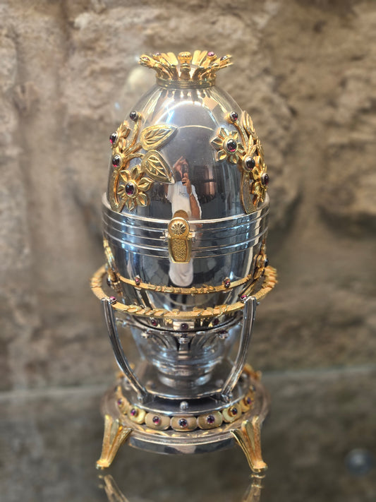 Sterling Silver Crown Etrog Box with Gold-Plated Ornaments – Sacred Judaica for Sukkot by Yossi Sagi