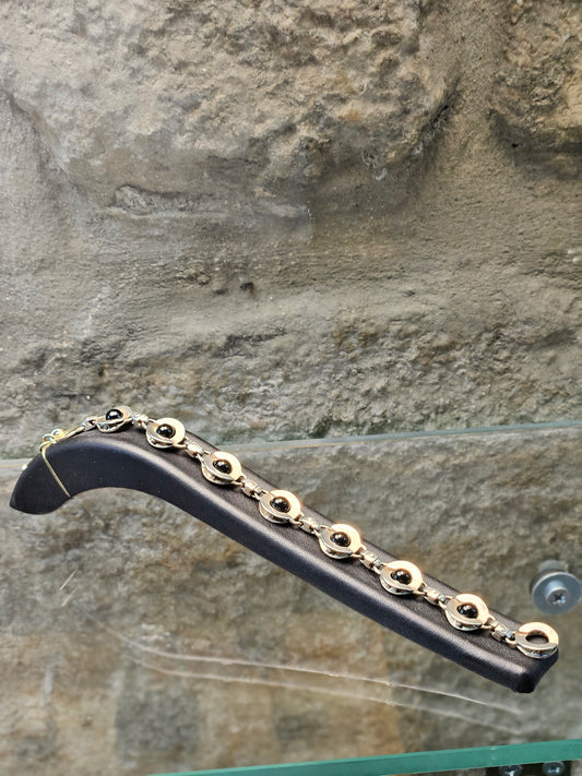 Sterling Silver Link Bracelet with Moving Garnet Stones – Customizable by Yossi Sagi
