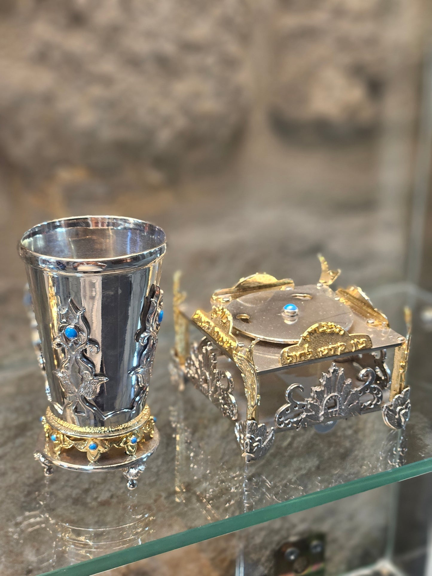 "HaLapid” Sterling Silver Havdalah Set with Gold-Plated Details – Sacred Judaica by Yossi Sagi
