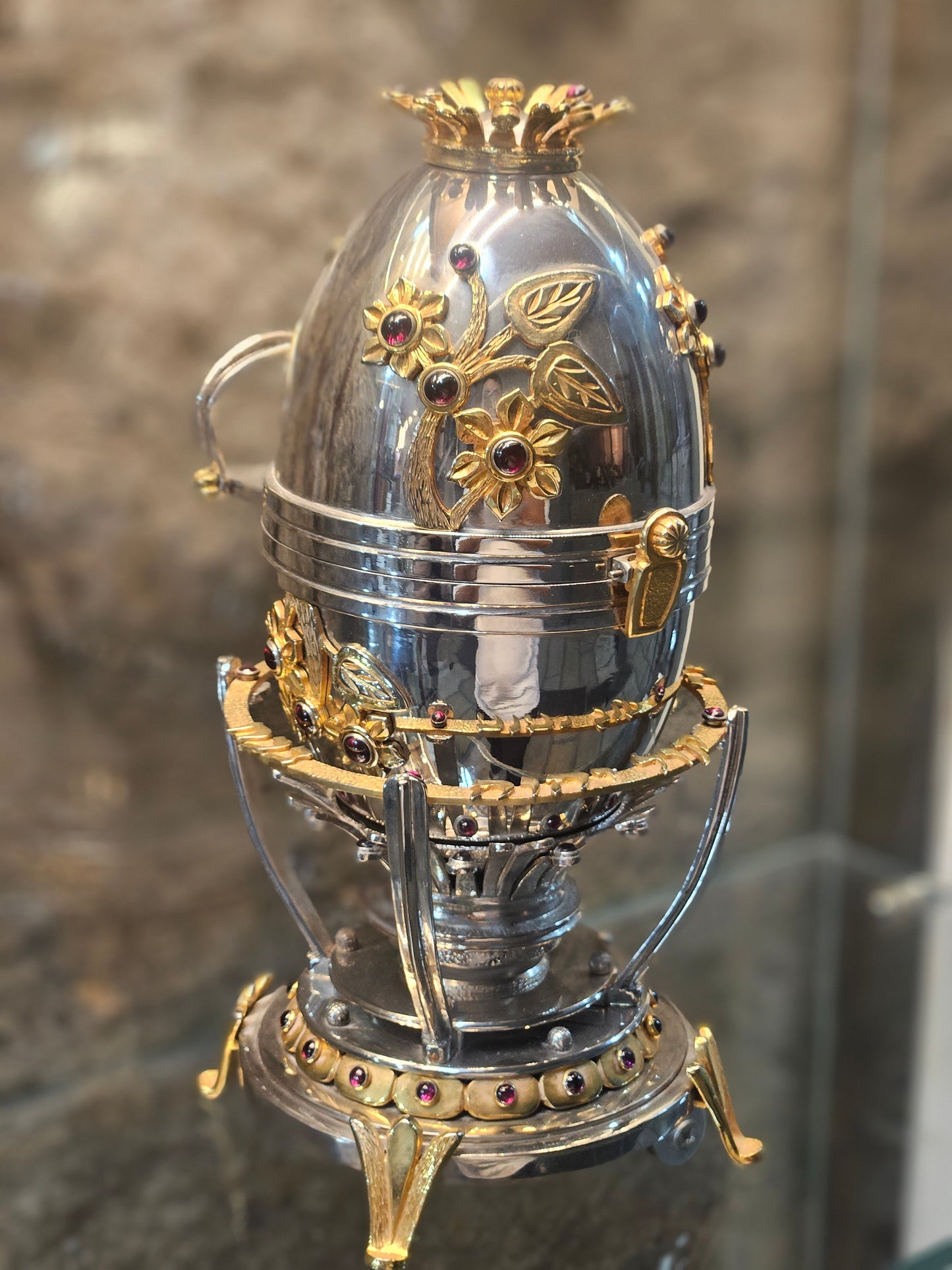 Sterling Silver Crown Etrog Box with Gold-Plated Ornaments – Sacred Judaica for Sukkot by Yossi Sagi