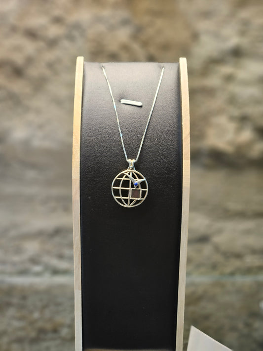 Bird’s-Eye View Earth Pendant in Sterling Silver with Nano Bible – by Yossi Sagi