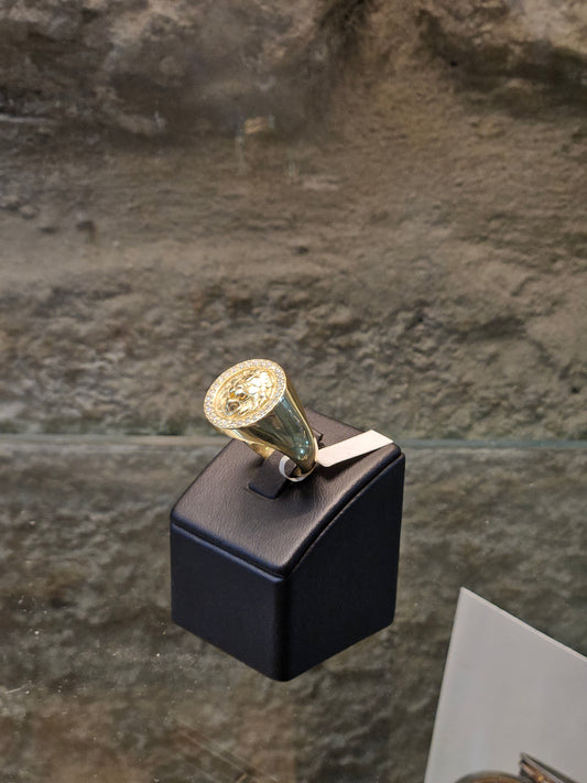 14K Gold Lion Signet Ring with Diamonds – Handcrafted by Yossi Sagi