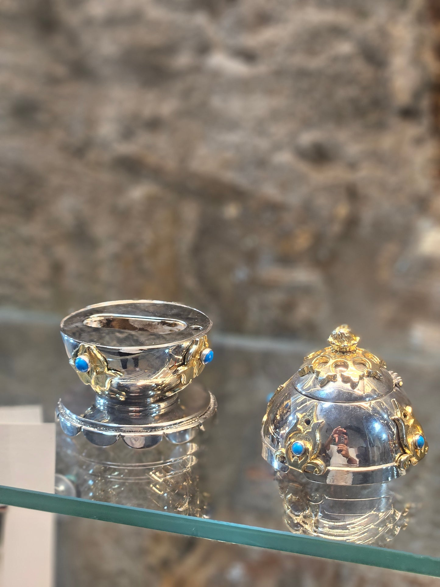 "HaLapid” Sterling Silver Havdalah Set with Gold-Plated Details – Sacred Judaica by Yossi Sagi