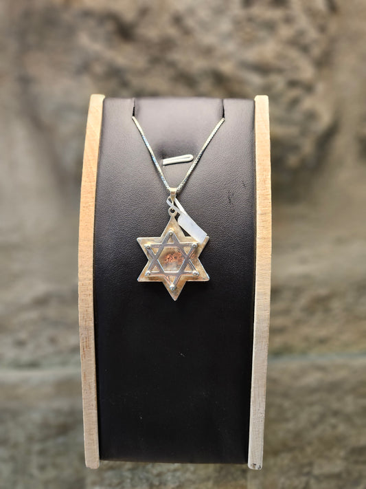 Floating Double Star of David Pendant in Sterling Silver – by Yossi Sagi