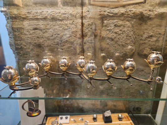 Sterling Silver Pomegranate Hanukkah Menorah in Motion – Sacred Judaica by Yossi Sagi