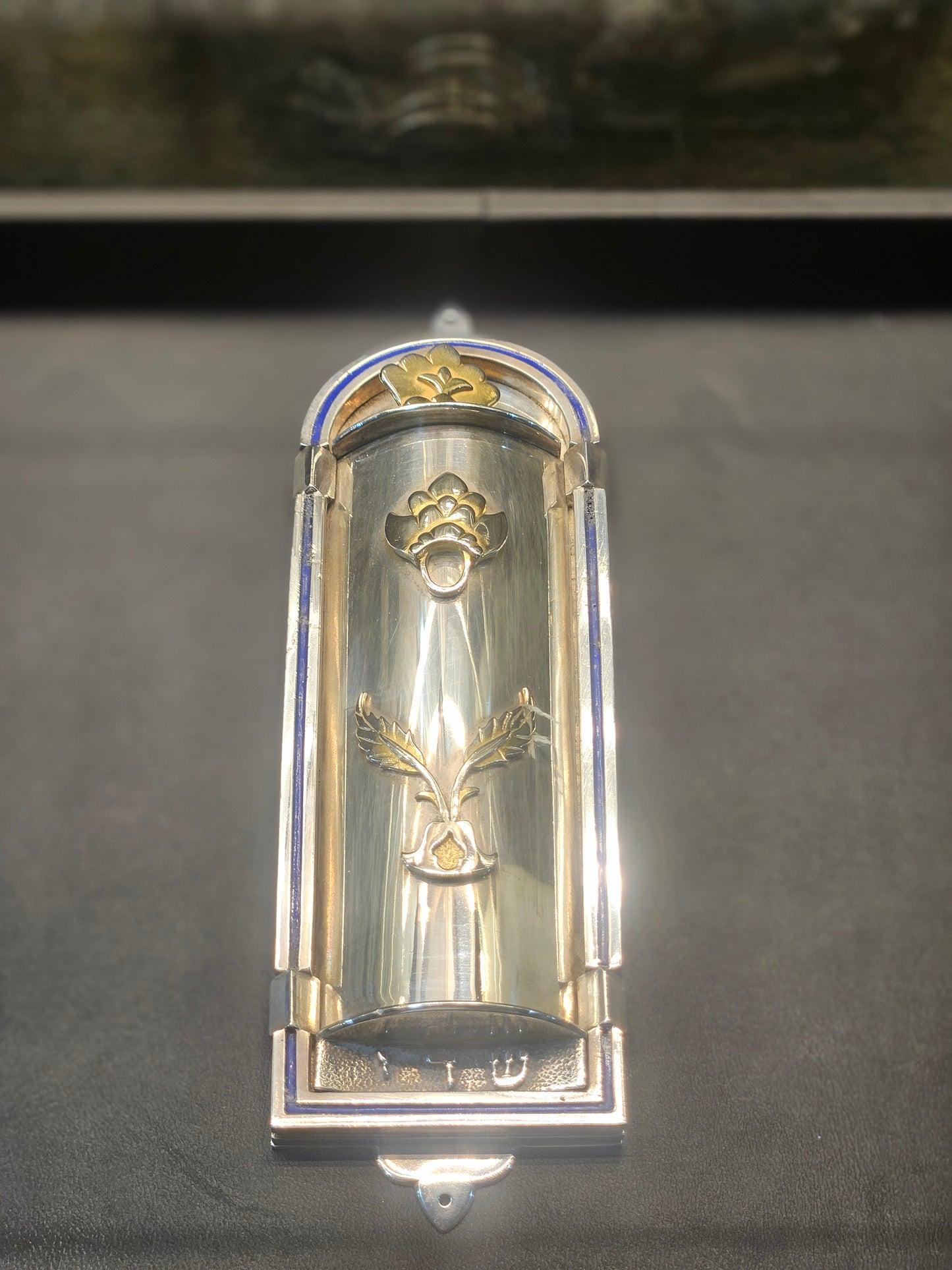 Sterling Silver “Flower of Creation” Mezuzah with Gold-Plated Details – Sacred Judaica by Yossi Sagi
