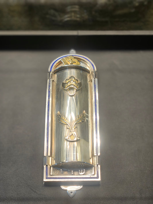 Sterling Silver “Flower of Creation” Mezuzah with Gold-Plated Details – Sacred Judaica by Yossi Sagi