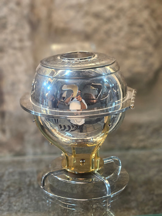 Sterling Silver & Gold Memorial Candle Holder “Mima’amakim Keraticha” – Sacred Judaica by Yossi Sagi