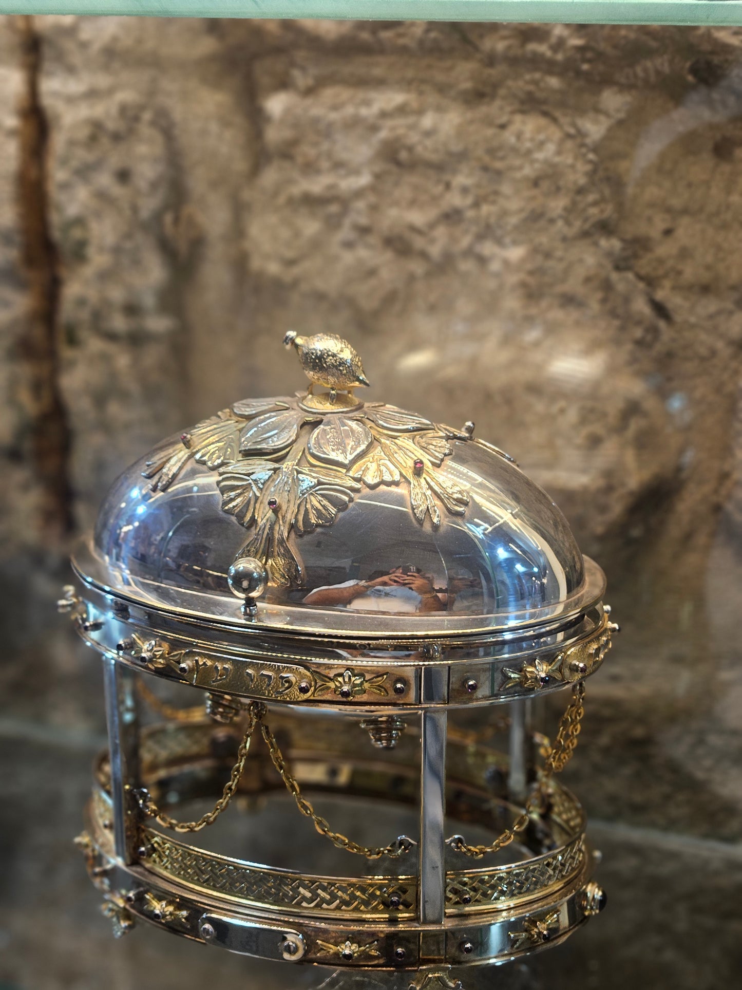 Sterling Silver Etrog Box with Gold-Plated Ornaments – Sacred Judaica for Sukkot by Yossi Sagi
