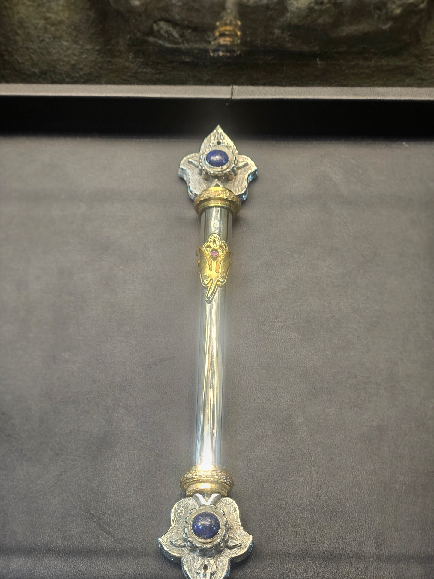 Sterling Silver Tube Mezuzah with Gold-Plated Details – Sacred Judaica by Yossi Sagi