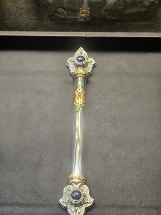 Sterling Silver Tube Mezuzah with Gold-Plated Details – Sacred Judaica by Yossi Sagi