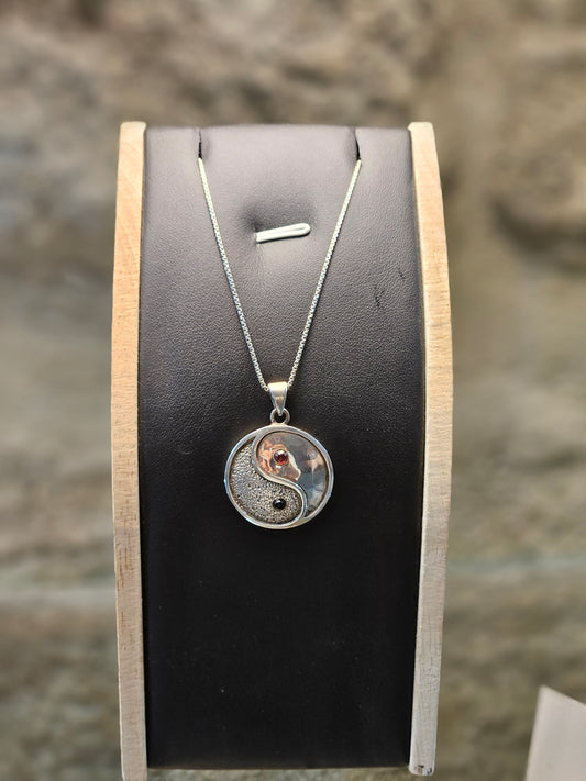 Kabbalah Evil Eye Pendant in Sterling Silver with Lapis & Garnet – by Yossi Sagi