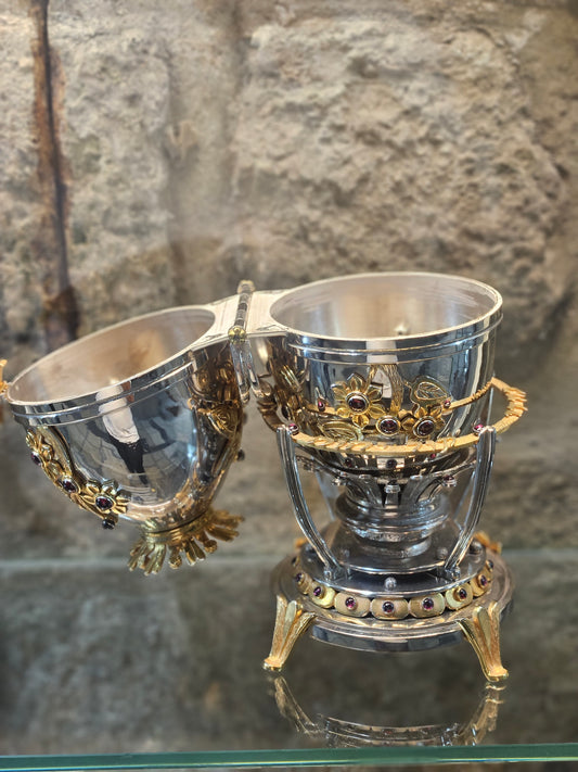 Sterling Silver Crown Etrog Box with Gold-Plated Ornaments – Sacred Judaica for Sukkot by Yossi Sagi