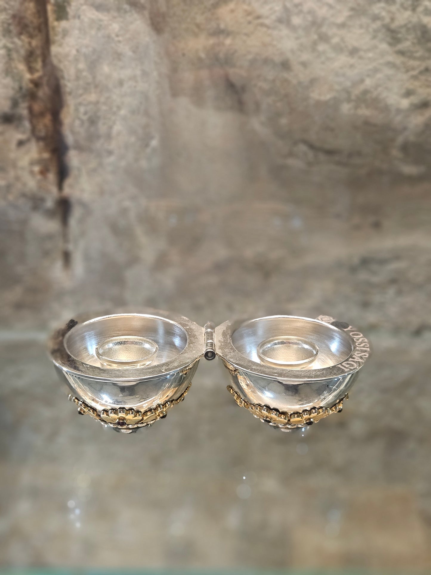 Sterling Silver Travel Candle Holders with Gold-Plated Details – Sacred Judaica by Yossi Sagi