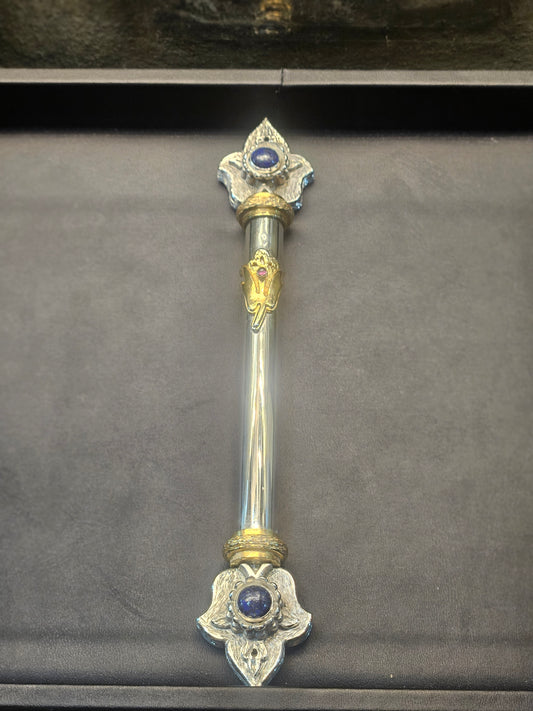 Sterling Silver Tube Mezuzah with Gold-Plated Details – Sacred Judaica by Yossi Sagi