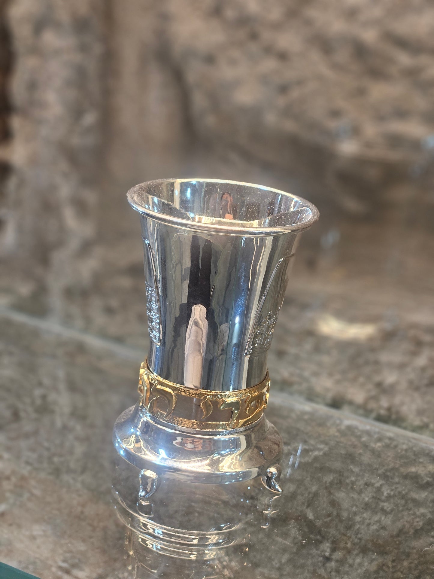 "Jerusalem of Gold” Kiddush Cup – Sacred Silver & Gold Judaica by Yossi Sagi